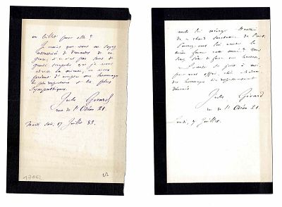 LITERATURE - GIRARD Jules (1825 - 1902) - Autograph letters signed