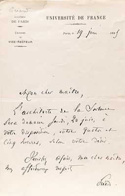 LITERATURE - GREARD Octave (1829 - 1904) - Autograph letter signed