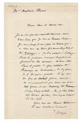 LITERATURE - HETZEL Pierre-Jules (1814 - 1886) - Autograph letter signed