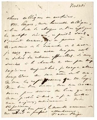 LITERATURE - HUGO Victor (1802 - 1885) - Autograph letter signed