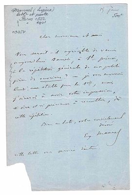 LITERATURE - MANUEL Eugène (1823 - 1901) - Autograph letter signed