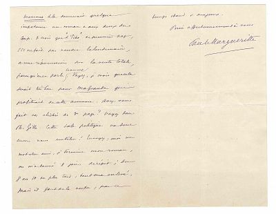 LITERATURE - MARGUERITTE Paul (1860 - 1918) - Autograph letter signed