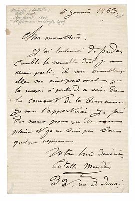 LITERATURE - MENDES Catulle (1841 - 1909) - Autograph letter signed
