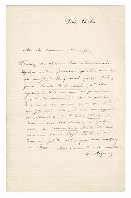 LITERATURE - MEZIERES Alfred (1826 - 1915) - Autograph letter signed
