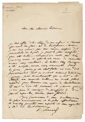 LITERATURE - PONSARD François (1814 - 1867) - Autograph letter signed