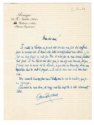 LITERATURE - ROSTAND Edmond (1868 - 1918) - Autograph letter signed