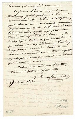 LITERATURE - SAINT VICTOR Jacques Benjamin Maximilien (1770 - 1858) - Autograph letter signed