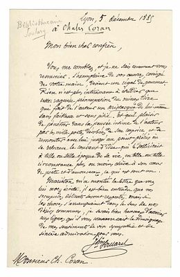 LITERATURE - SOULARY Joseph-Marie (1815 - 1891) - Autograph letter signed