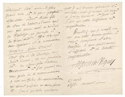 LITERATURE - VIGNY Alfred de (1797 - 1863) - Autograph letter signed