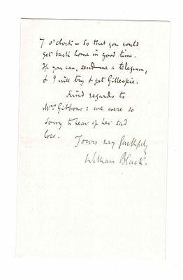 LITERATURE - BLACK William (1841 - 1898) - Autograph letter signed