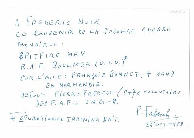 LITERATURE - FABESCH Pierre André Georges (1923 - 2003) - Photograph with autograph dedication signed