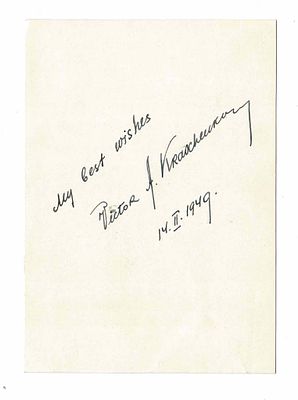 LITERATURE - KRASCHENKO Victor A. (1905 - 1966) - Card signed