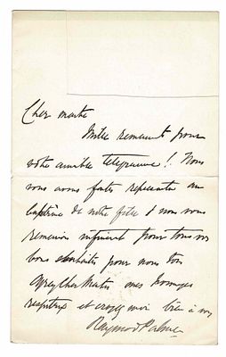 LITERATURE - PALMER Raymond Arthur - Autograph letter signed