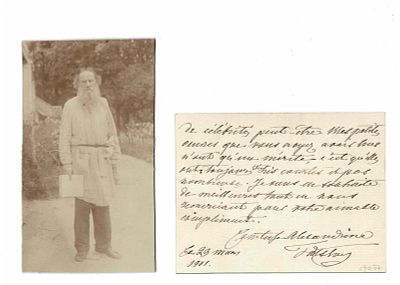 LITERATURE - [TOLSTOÏ Léon] (1828 - 1910) - Autograph letter signed by his cousin