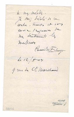 MUSIC - ERLANGER Camille (1863 - 1919) - Autograph letter signed