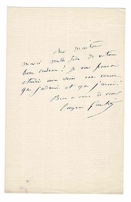 MUSIC - GAUTIER Eugène (1822 - 1878) - Autograph letter signed