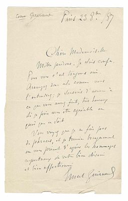 MUSIC - GUIRAUD Ernest (1837 - 1892) - Autograph letter signed