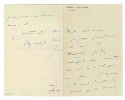 MUSIC - HAHN Raynaldo (1874 - 1947) - Autograph letter signed