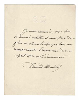 MUSIC - MEMBRÉE Edmond (1820 - 1882) - Autograph letter signed