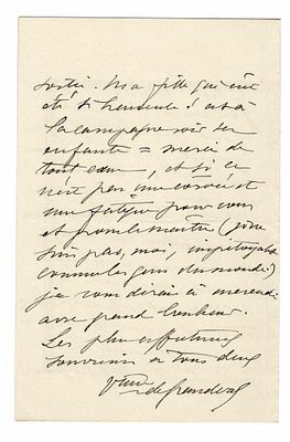MUSIC - REISET Marie Félice Clémence DE (1828 - 1907) - Autograph letter signed