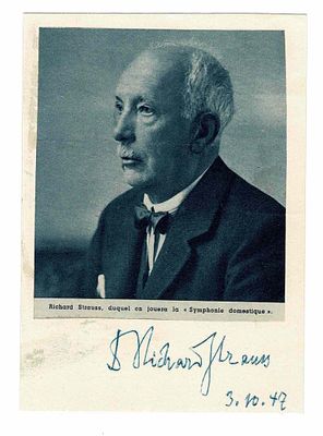 MUSIC - STRAUSS Richard (1864 - 1949) - Signed printed photograph