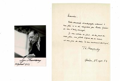 MUSIC - STRAVINSKI Igor Federovtich (1882 - 1971) - Signed printed photograph