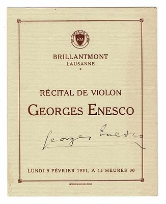MUSIC - ENESCO Georges (1881 - 1955) - Program signed