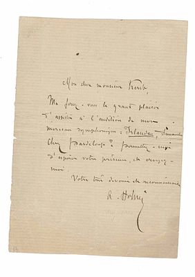 MUSIC - HOLMES Augusta (1847 - 1903) - Autograph letter signed