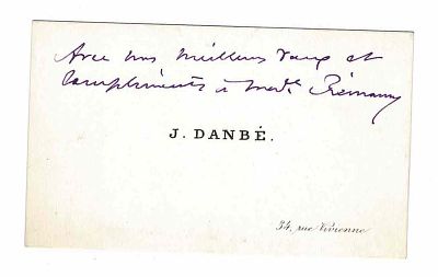 MUSIC - DANBE Jules (1840 - 1905) - Visiting card with autograph lines