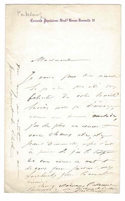 MUSIC - PASDELOUP Jules Etienne (1819 - 1881) - Autograph letter signed
