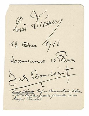 MUSIC - DIEMER Louis (1843 - 1919) - Album page signed