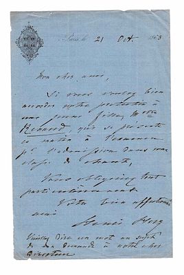 MUSIC - HERZ Henri (1803 - 1888) - Autograph letter signed