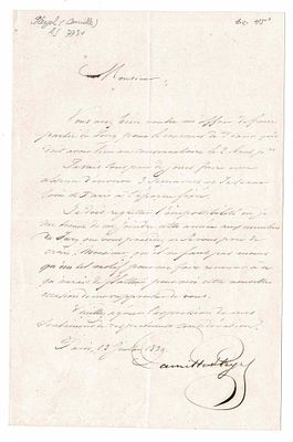 MUSIC - PLEYEL Camille (1792 - 1855) - Letter signed