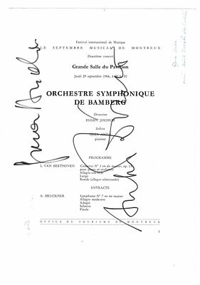 MUSIC - ANDA Geza (1921 - 1976) - Printed concert program signed