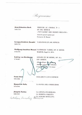 MUSIC - HERRERO Esteban Sanchez (1934 - 1997) - Printed concert program signed
