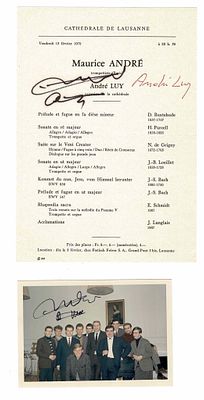 MUSIC - ANDRE Maurice (1933 - 2012) - Printed concert program signed