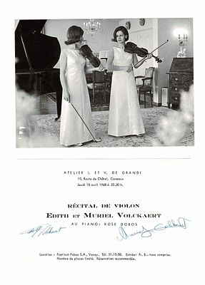 MUSIC - VOLCKAERT Edith (1949 - 1992) - Printed concert program signed