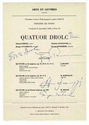MUSIC - DROLC Eduard (1919 - 1973) - Printed concert program signed