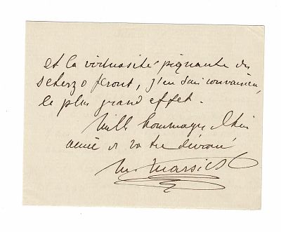 MUSIC - MARSICK Martin (1848 - 1924) - Autograph letter signed