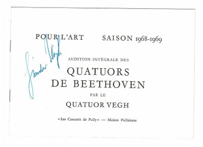 MUSIC - VEGH Sandor (1912 - 1997) - Printed concert program signed