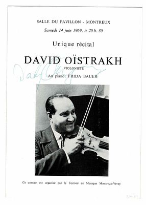 MUSIC - OÏSTRAKH David (1908 - 1974) - Printed concert program signed