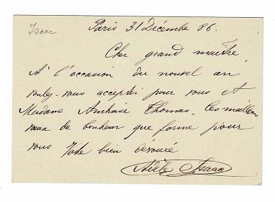 MUSIC - ISAAC Adèle (1854 - 1915) - Autograph card signed
