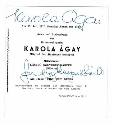 MUSIC - Opera singers/2 - Lot of concert programs and signed photographs