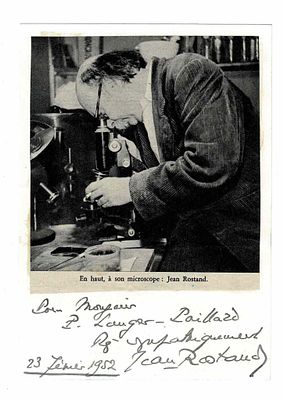 SCIENCE AND MEDICINE - ROSTAND Jean (1894 - 1977) - Autograph letter signed