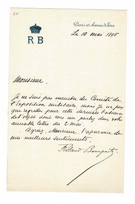 SCIENCE AND MEDICINE - BONAPARTE Roland (1858 - 1924) - Autograph letter signed