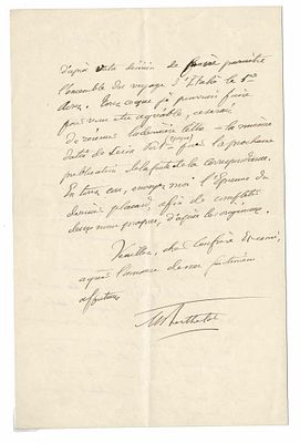 SCIENCE AND MEDICINE - BERTHELOT Marcelin (1827 - 1907) - Autograph letter signed