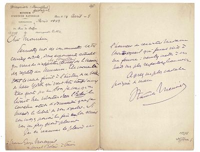 SCIENCE AND MEDICINE - MEUNIER Stanislas (1843 - 1925) - Autograph letter signed