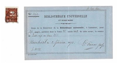 SCIENCE AND MEDICINE - FAVRE Louis (1870 - 1879) - Receipt signed
