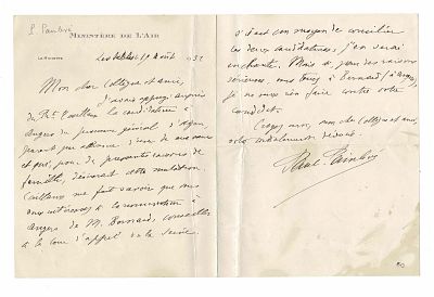SCIENCE AND MEDICINE - PAINLEVE Paul (1914 - 1933) - Autograph letter signed