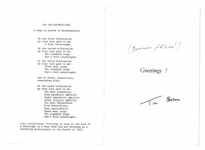 SCIENCE AND MEDICINE - POSTON Timothy (1945 - 2017) - Greetings card signed